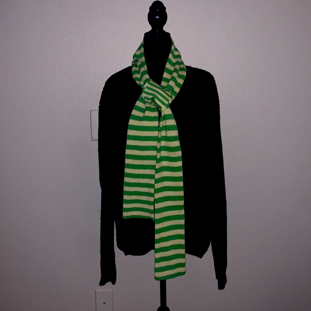 Express reversible green & cream angora/wool scarf